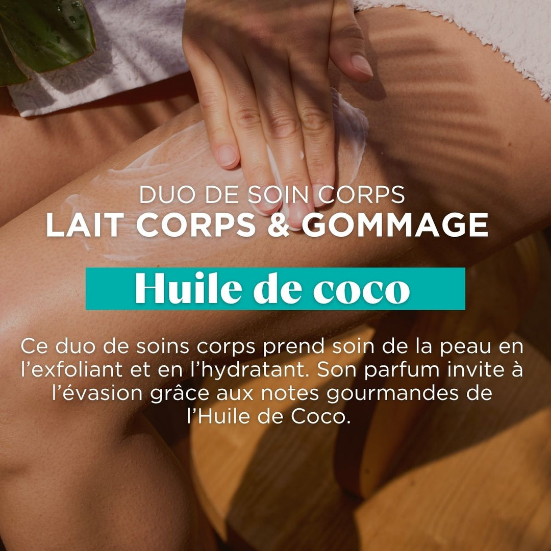 Duo Soin Corps - Lait Hydratant et gommage - Huile de coco