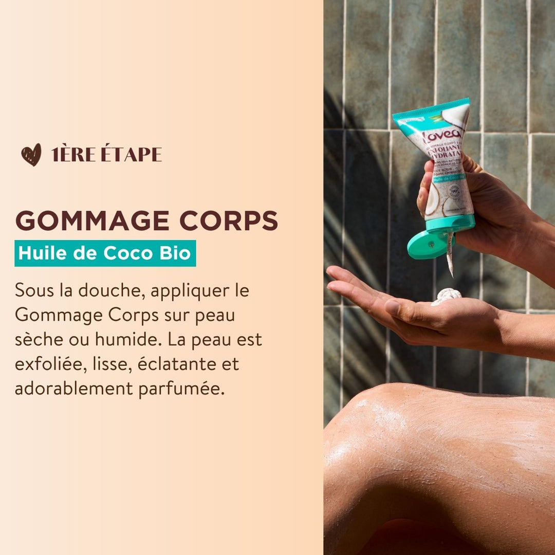 Duo Soin Corps - Lait Hydratant et gommage - Huile de coco