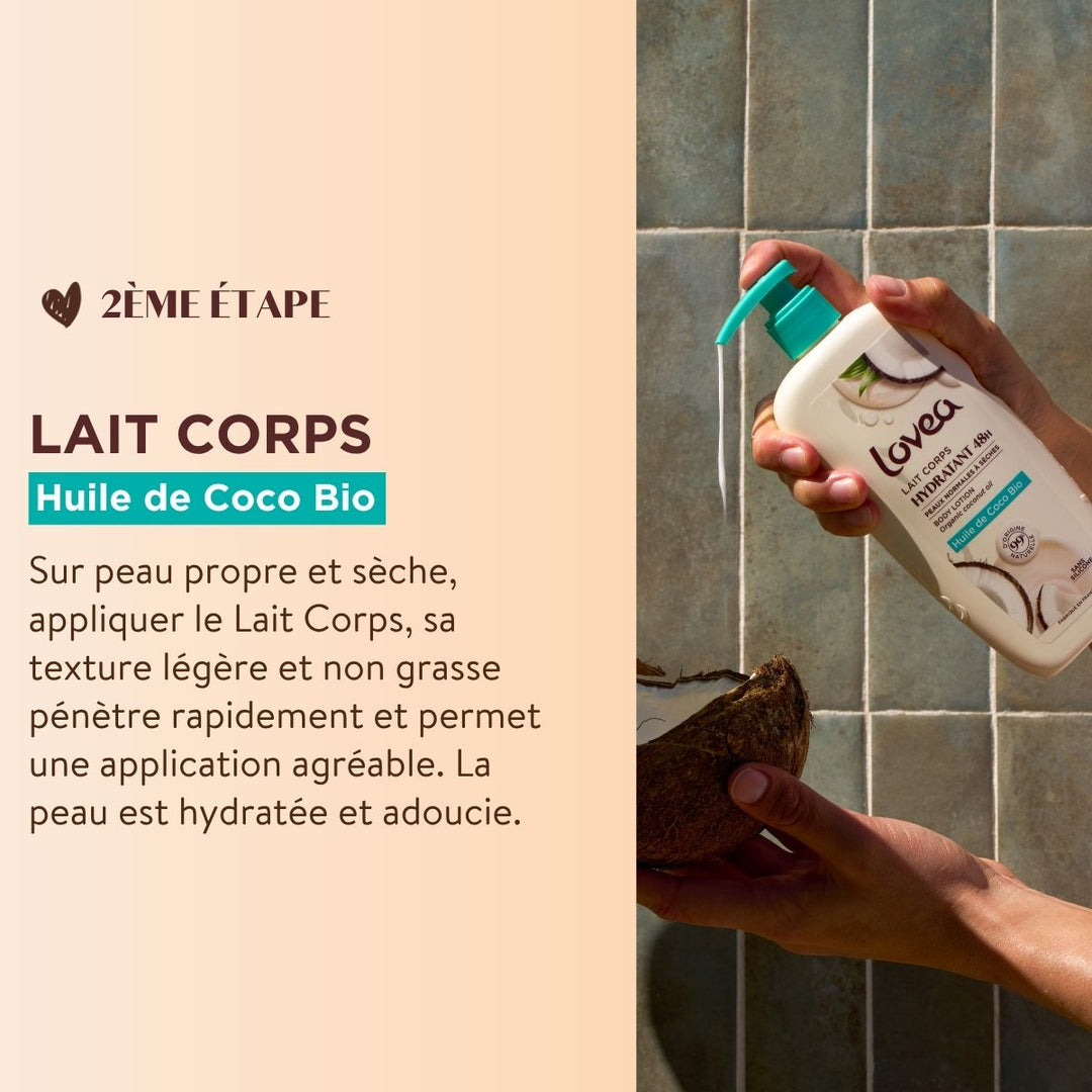 Duo Soin Corps - Lait Hydratant et gommage - Huile de coco