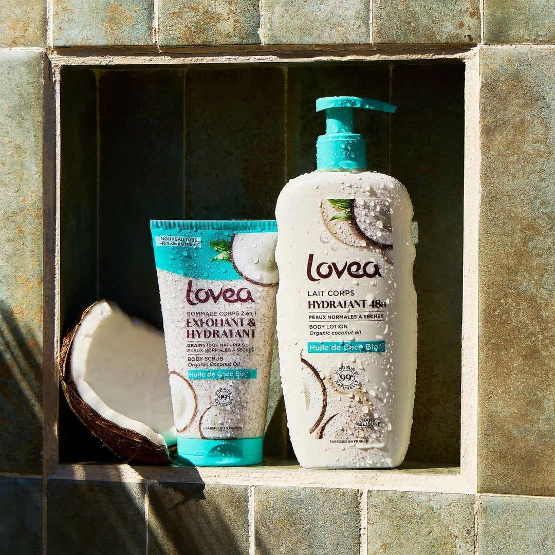 Duo Soin Corps - Lait Hydratant et gommage - Huile de coco