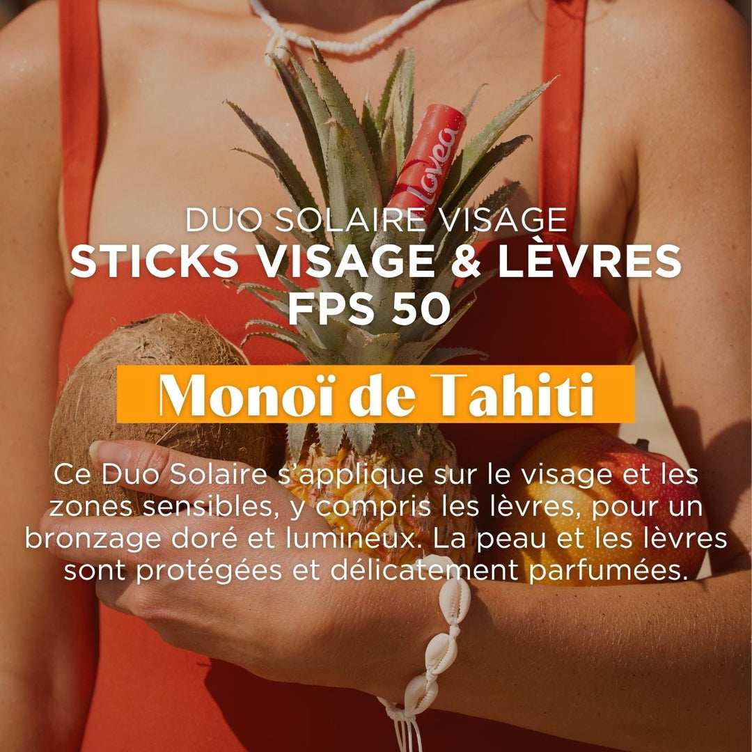 Duo Solaire - Sticks Visage & Lèvres SPF 50  - Monoï de Tahiti